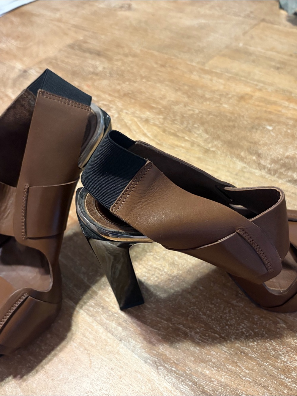 MARNI Brown Leather Slingback Sandals - Women - Picture 2 of 6